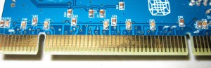 PCI_POST card with cut out slot and scratched out I/O voltage traces